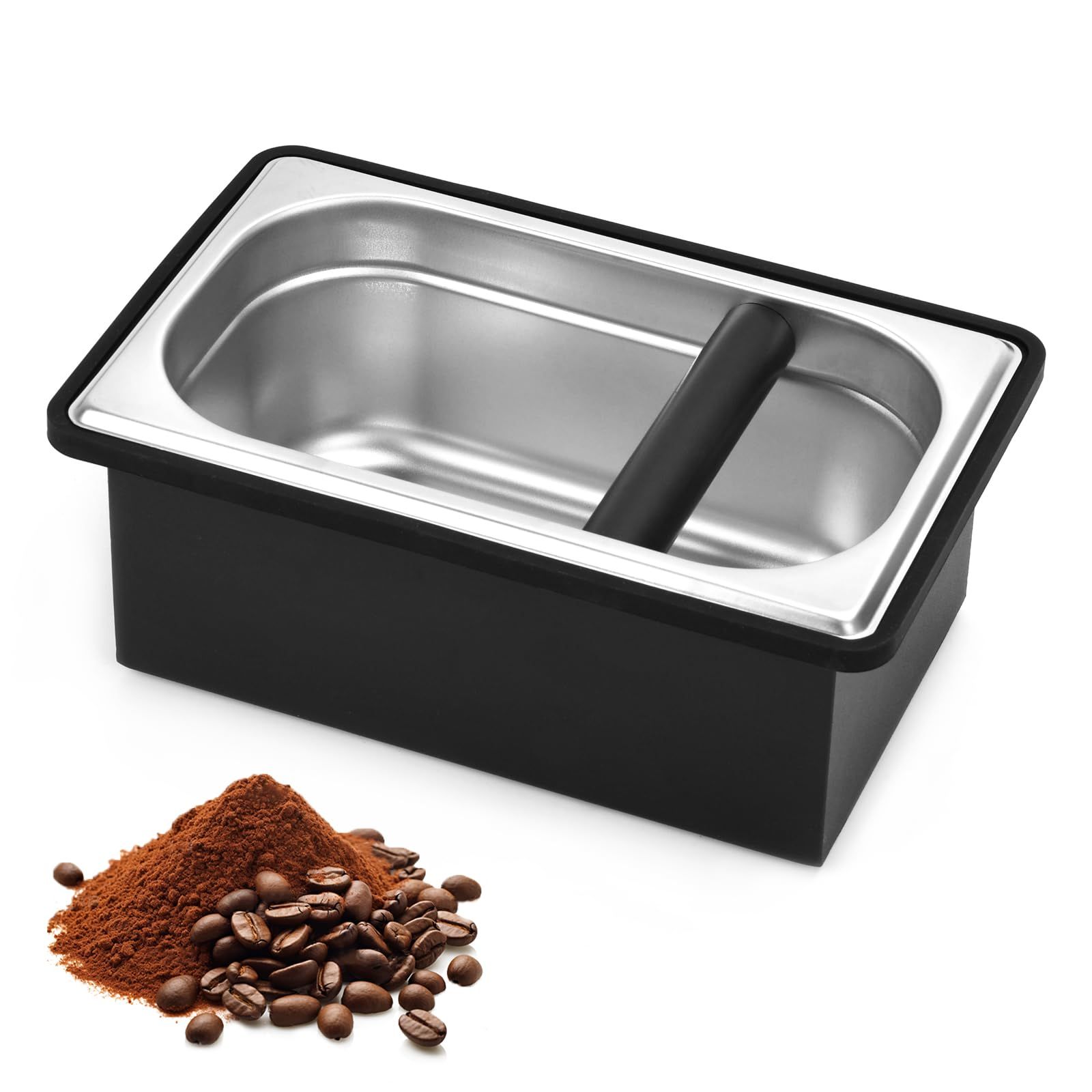 Espresso Knock Box,Stainless Steel Coffee Pucks Container, with Steel Holder and Noise Reduction Rubber Ring - Image 5