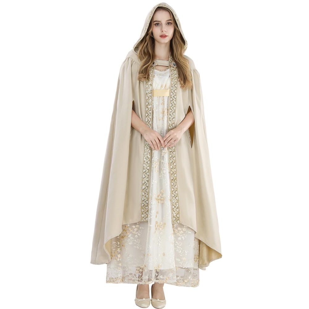 Cloak with Hood Women Renaissance Hooded Medieval Cloak Witch Robe Cape Hooded Cape Bridal Cloak Poncho Full Length - Image 3