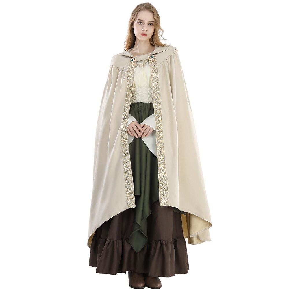 Cloak with Hood Women Renaissance Hooded Medieval Cloak Witch Robe Cape Hooded Cape Bridal Cloak Poncho Full Length - Image 4