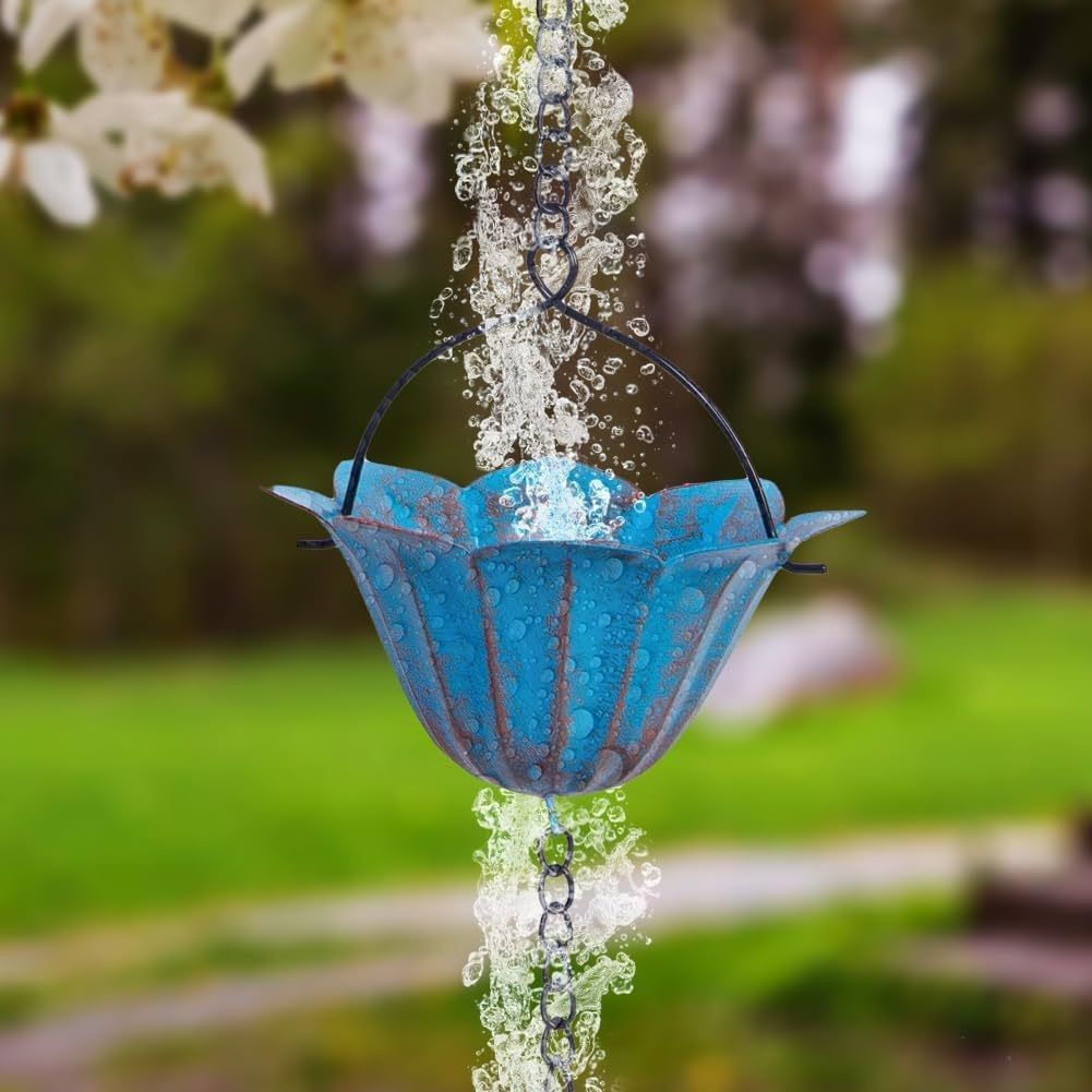 2.4M Rain Chain, Hummingbird Rain Chains for Outside, Copper Rain Chain Bell Decorative Rain Catcher Chain Replacement Downspout for Gutters - Image 3