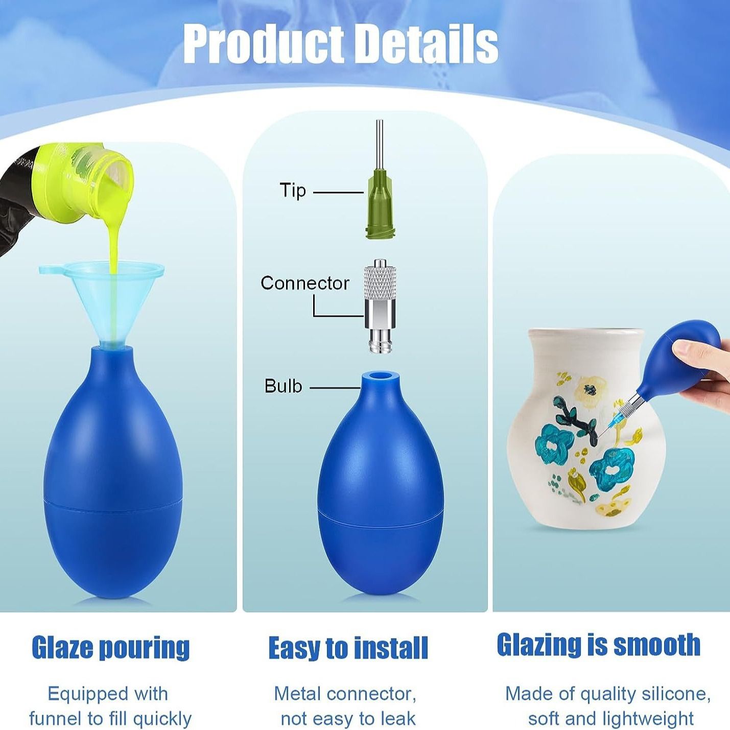 108 Pcs Pottery Tools Supplies Ceramic Precision Applicator, Precision Tips Applicator for Ceramic Bottles Glaze Clay Tools Set, Slip Trailing Pottery Glaze Squeeze Bottle - Image 3