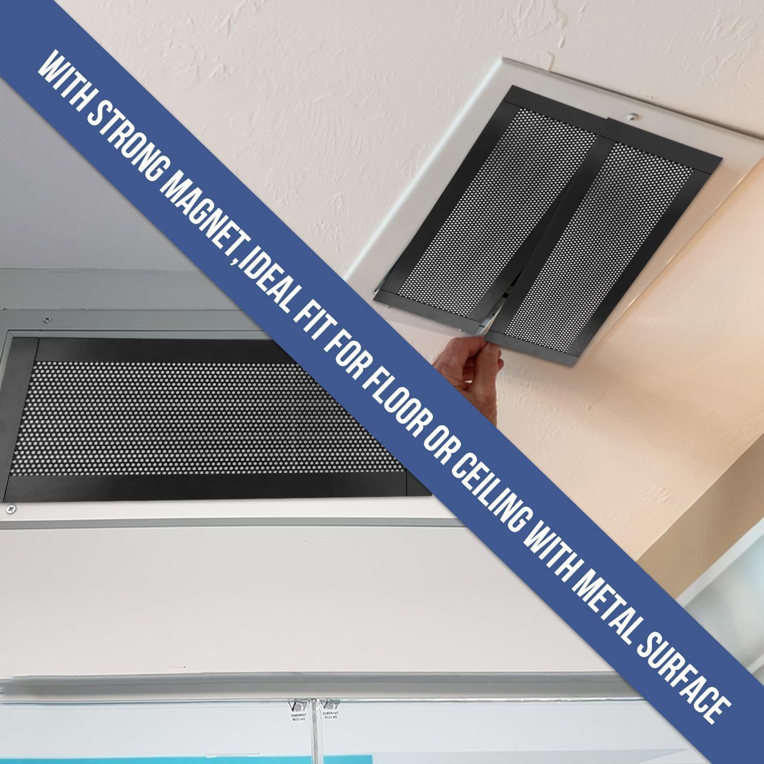 8pcs 12*5.5in Floor Vent Covers Rectangle Air Vent Screen Cover Magnetic PVC Vent Mesh Floor Register Cover Plastic Vent Screen for Wall Ceiling Floor Catch Debris Hair Insect - Image 3
