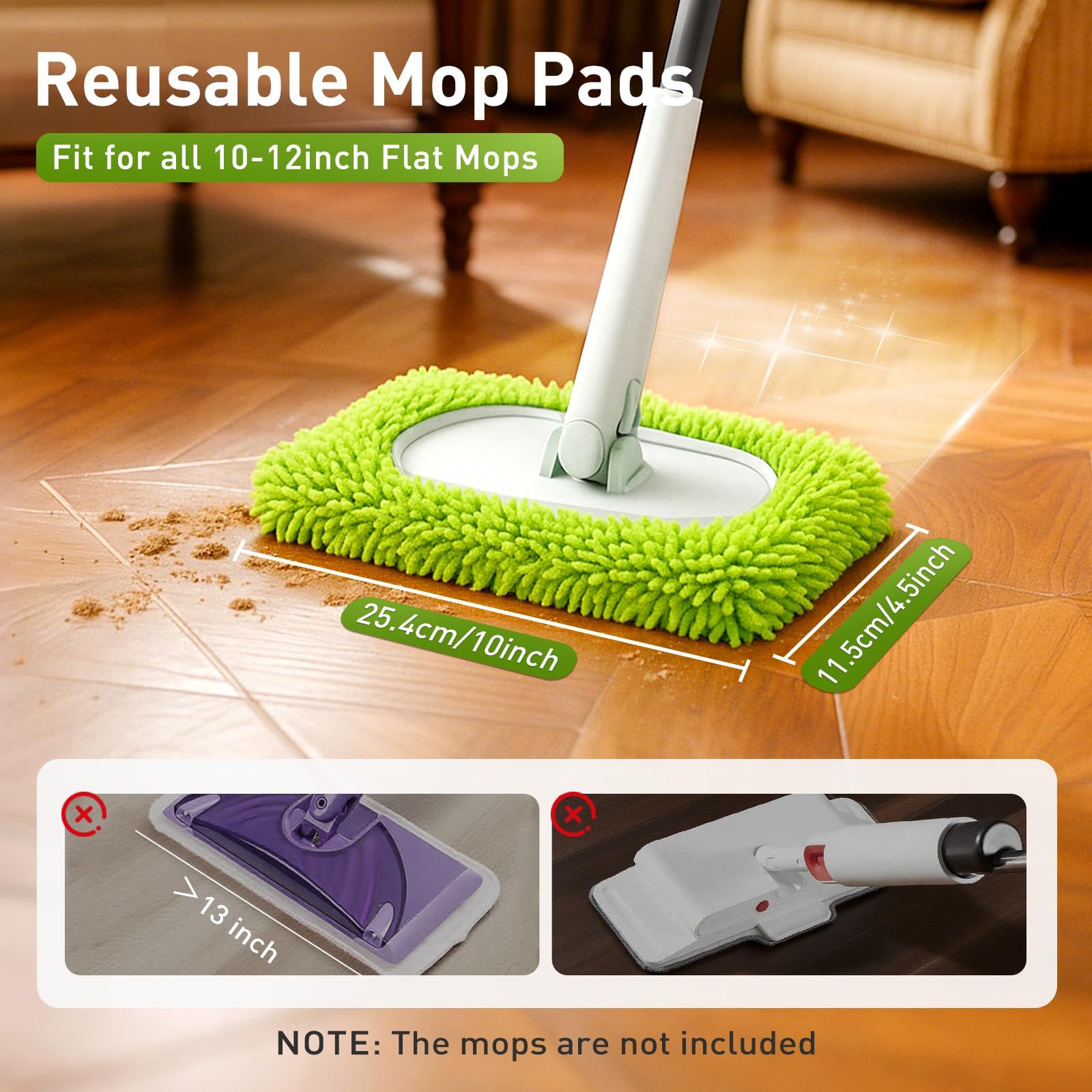 Reusable Dry Sweeping Cloths Microfiber Wet Mop Pads Compatible Mop Replacement Sweeping Mopping pad Refills for Hardwood Surface Floor Cleaning (8PCS) - Image 2