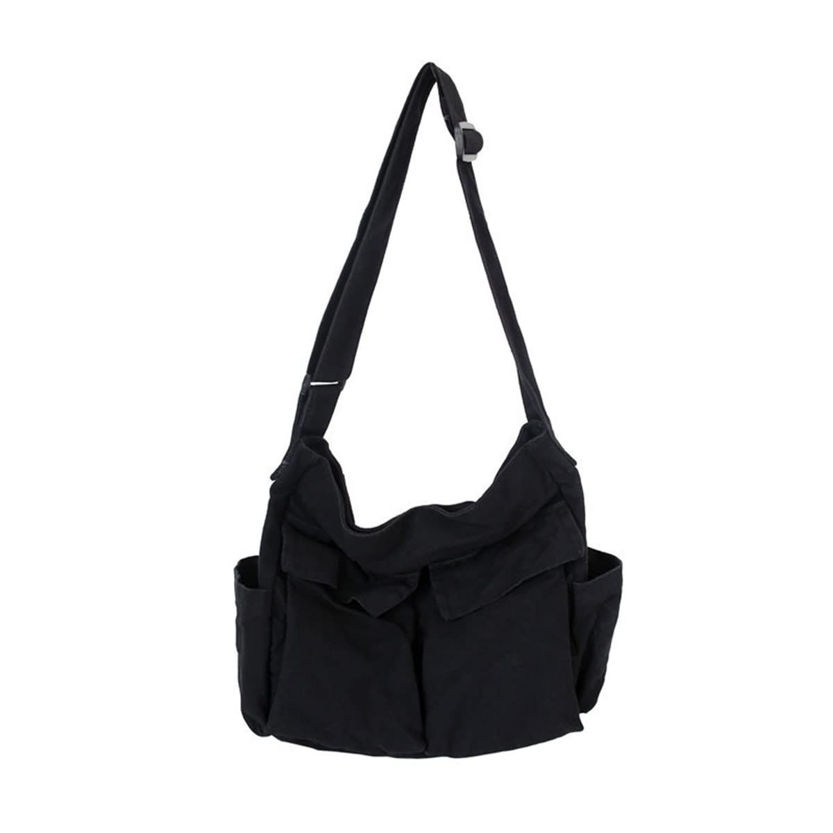 Aesthetic Cute Messenger Bag for School Vintage Black Canvas Crossbody for Women Shoulder Laptop Bag - Image 1