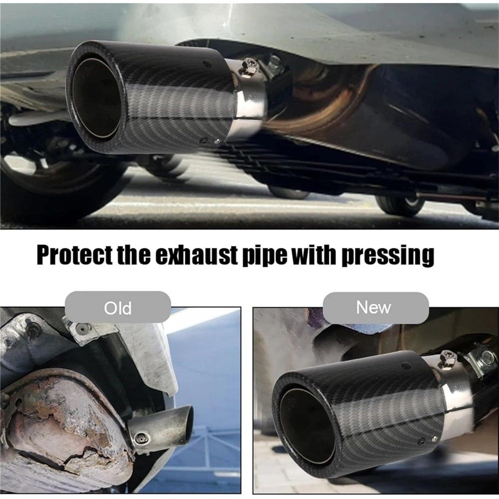 LED Exhaust Tip Tailpipe Tip Straight Carbon Fiber Style Bolt Clamp On for Cars LED Light Car Exhaust Muffler Tip Modification Luminous Tube (Blue-Straight Style) - Image 3