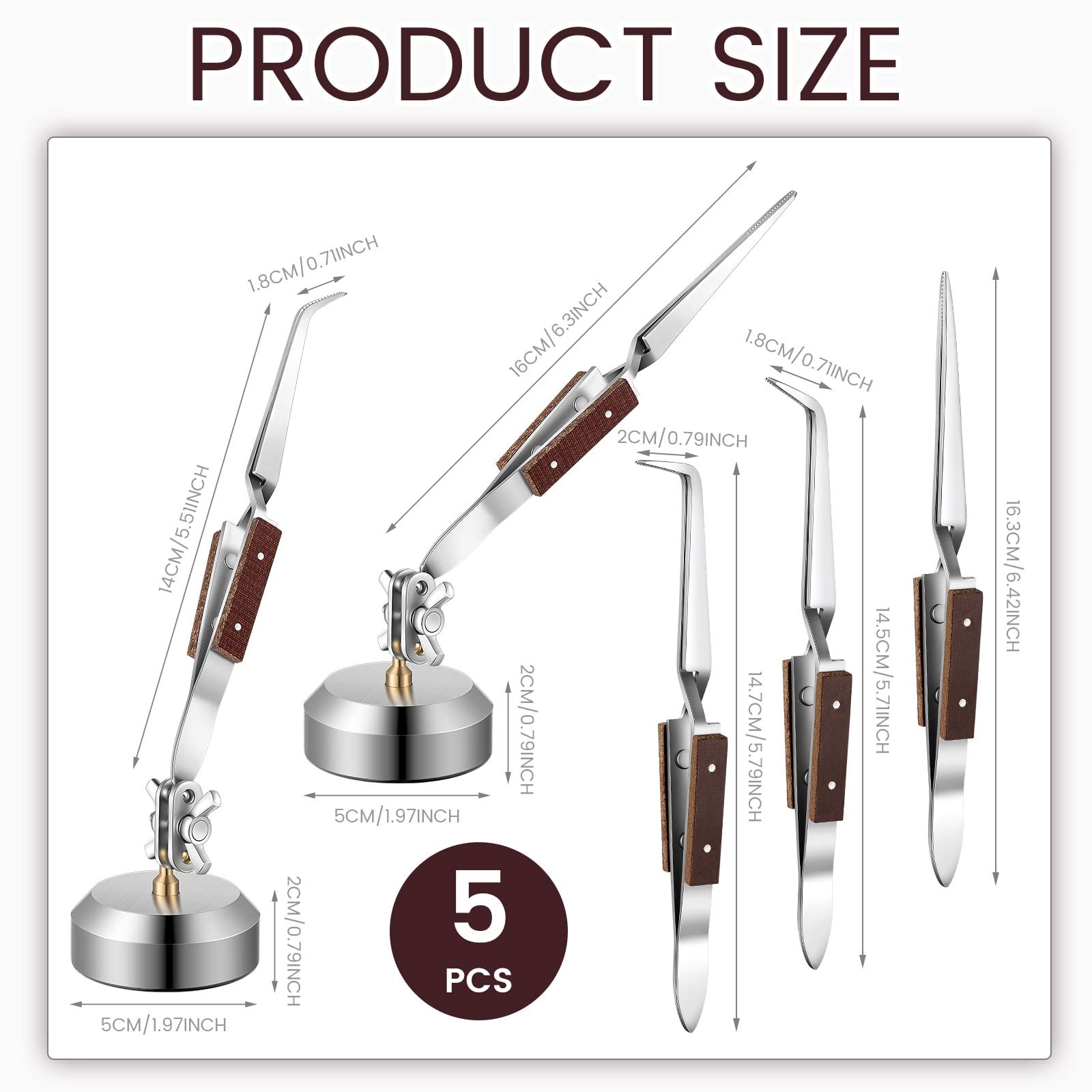 5 Pcs Soldering Tweezers Set 3 Pcs Cross Lock Solder Tweezer 2 Pcs Jewelry Third Hand Tools with Base 360° Rotation for Jewelry Making, Welding, Repairing - Image 2