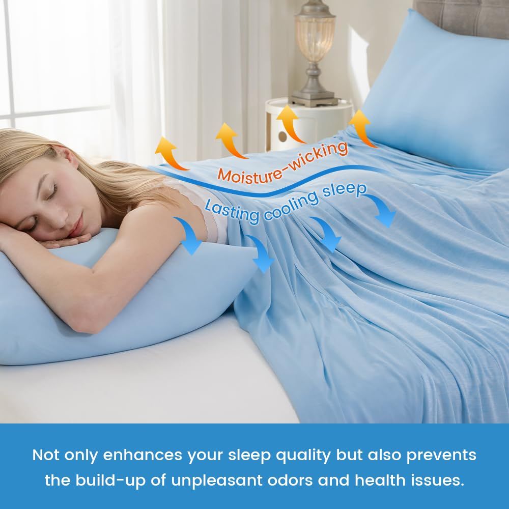 Cooling Blanket for Hot Sleepers Twin Size, Cold Blanket for Couch Bed Sofa, Lightweight Breathable Cooling Sheet for All Seasons, Absorbs Heat to Keep Cool - Light Blue, 60
