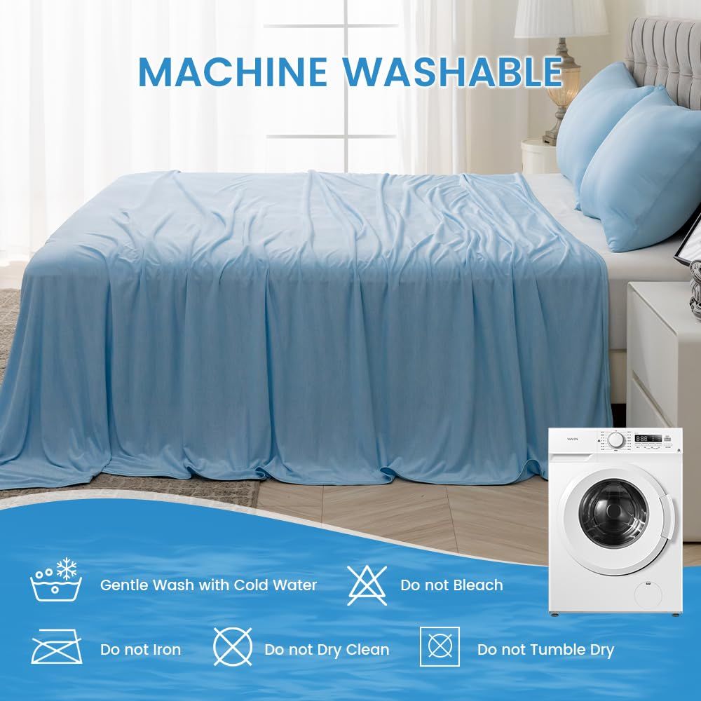 Cooling Blanket for Hot Sleepers Twin Size, Cold Blanket for Couch Bed Sofa, Lightweight Breathable Cooling Sheet for All Seasons, Absorbs Heat to Keep Cool - Light Blue, 60
