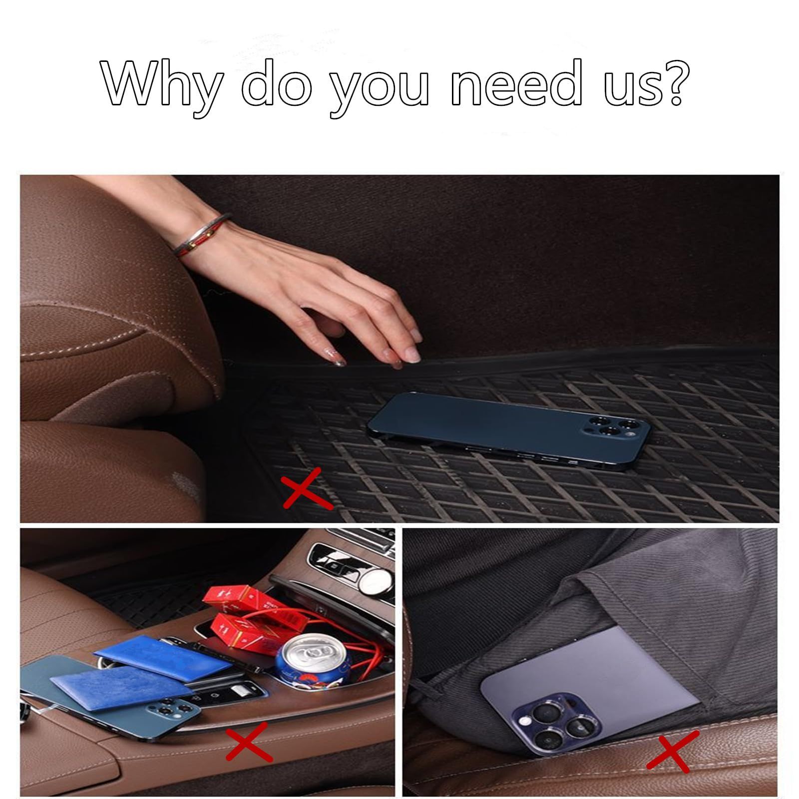 Car Leather Cup Holder Gap Bag, Car Storage Box with Cup Holder,Seat Storage Box Gap Filler Organizer for Glasses Phone Keys and Cards (Black, Driver's Seat) - Image 4