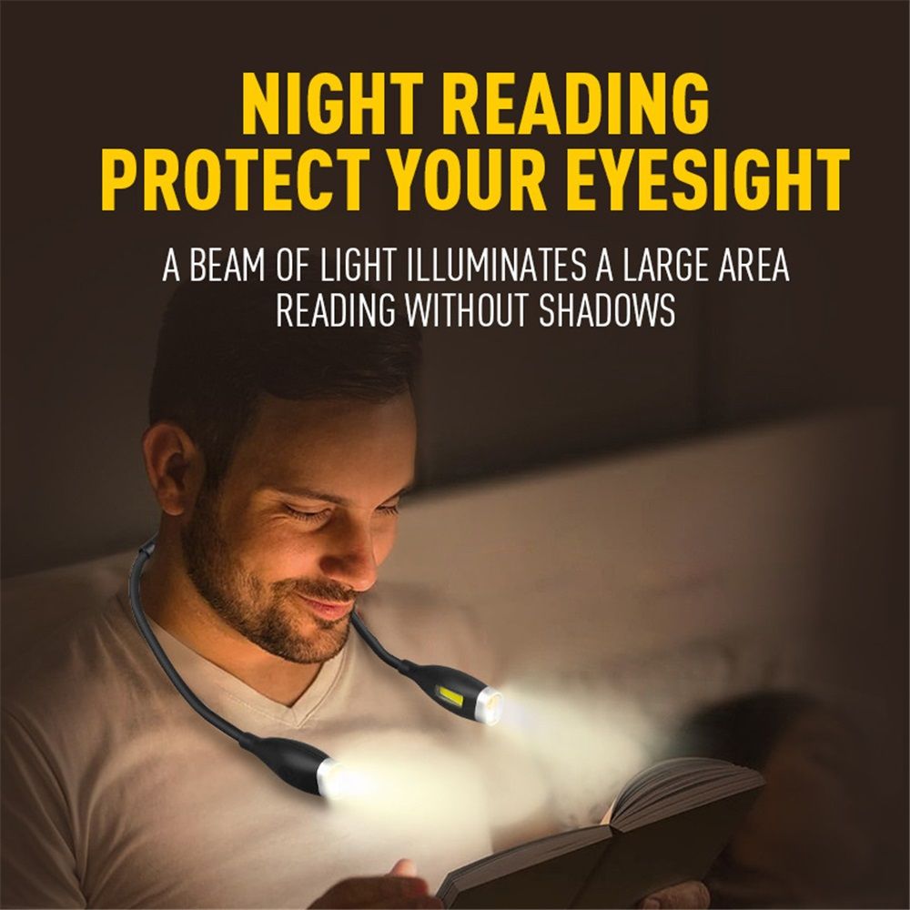 Rechargeable LED Neck Reading Light, Book Lights for Reading in Bed,3 Colors,Flexible Soft Silicone Arms Comfortable Wear, Long Lasting. Great for Readers, Craft & Knitting,Black - Image 2