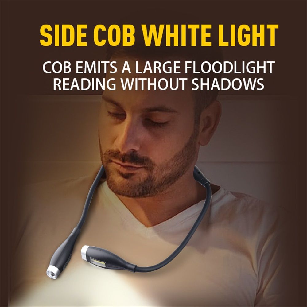 Rechargeable LED Neck Reading Light, Book Lights for Reading in Bed,3 Colors,Flexible Soft Silicone Arms Comfortable Wear, Long Lasting. Great for Readers, Craft & Knitting,Black - Image 3