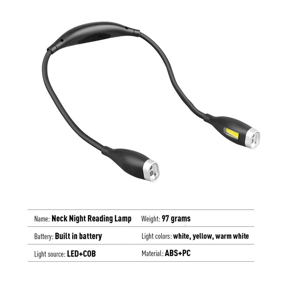 Rechargeable LED Neck Reading Light, Book Lights for Reading in Bed,3 Colors,Flexible Soft Silicone Arms Comfortable Wear, Long Lasting. Great for Readers, Craft & Knitting,Black - Image 5