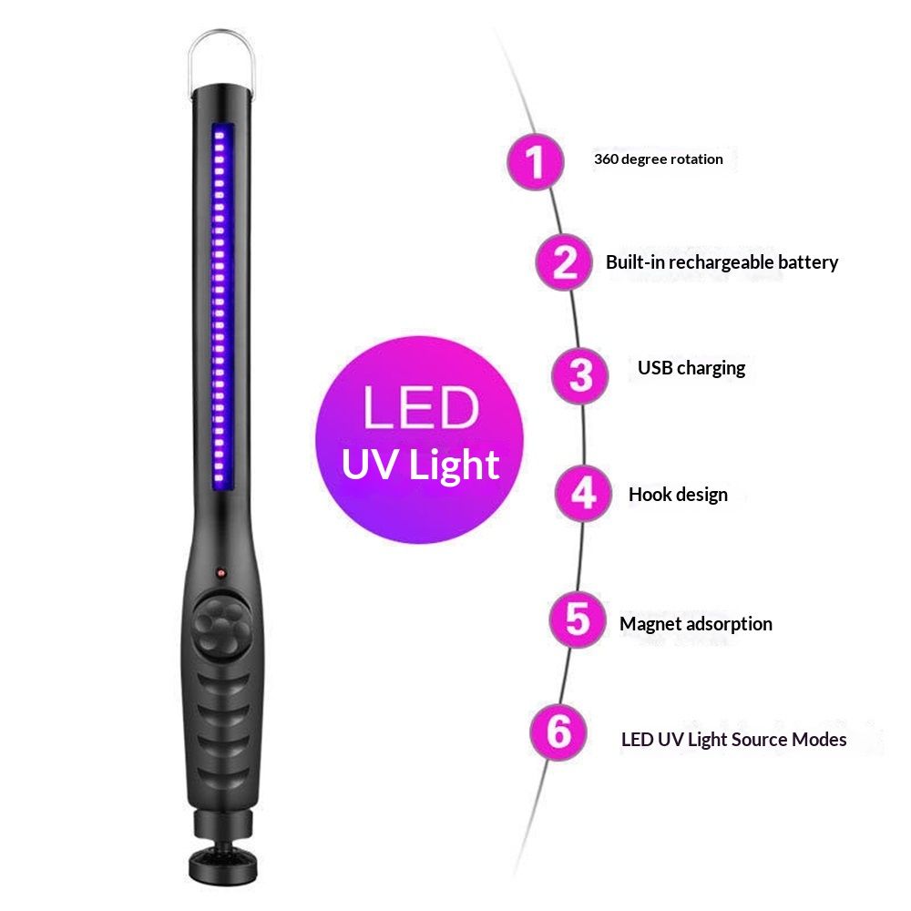 UV Light Sanitizer, Portable UV Light Disinfection Lamp USB Rechargeable Ultraviolet Light Sanitizer for Home Hotel Travel Car Kills of Germs Viruses & Bacteria UV Light Sanitizer Wand 1 Pack - Image 5