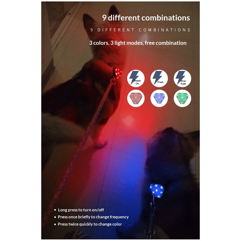 2pcs Rechargeable Collar Light - Carabiner Keychain Clip with LED Light - Clip Color-Changing Light for Dog Collars - Image 5