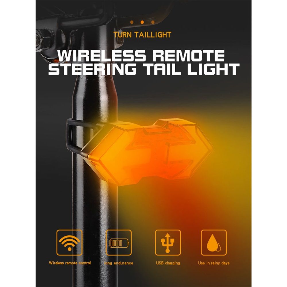 Bike Turn Signals,Bright Bike Tail Light with Turn Signals,USB Rechargeable LED Rear Bike Light, Wireless Remote Control Bike Blinkers,Waterproof Bike Safety Light for Night - Image 4