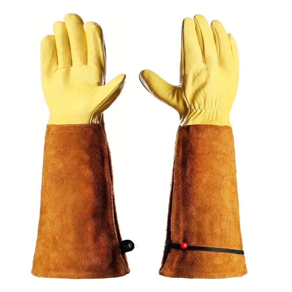 Long Gardening Gloves for Women Thorn Proof,Rose Pruning Cowhide Leather Garden Gloves for Cactus, Rose and Blackberry - Image 1