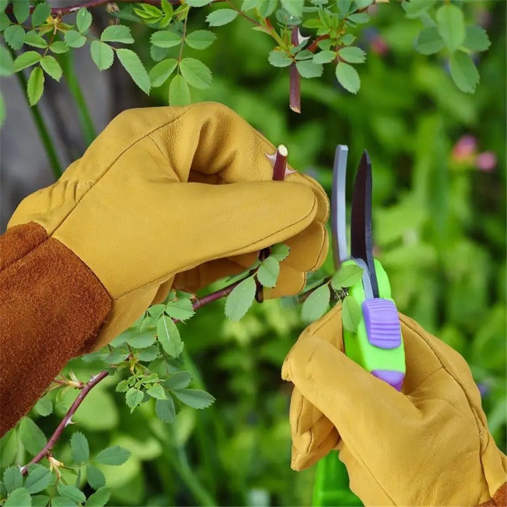 Long Gardening Gloves for Women Thorn Proof,Rose Pruning Cowhide Leather Garden Gloves for Cactus, Rose and Blackberry - Image 2