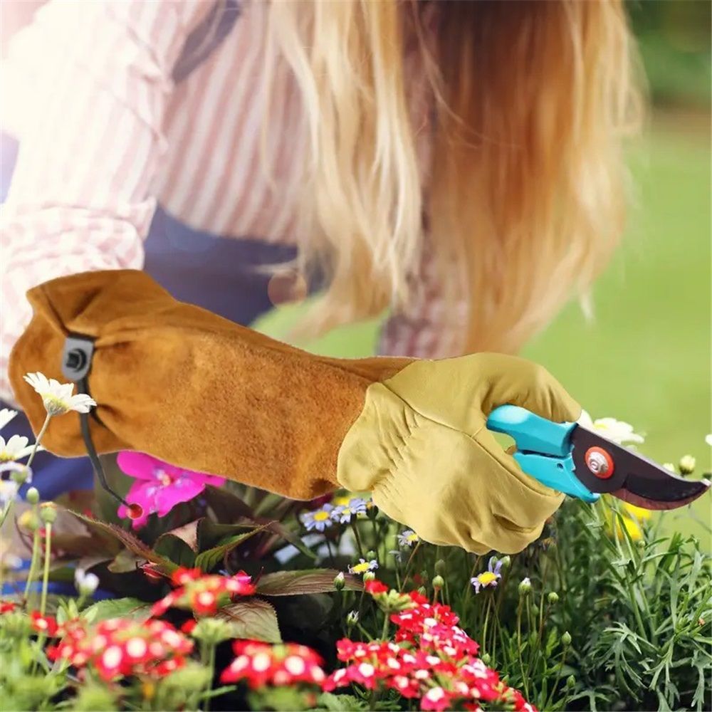 Long Gardening Gloves for Women Thorn Proof,Rose Pruning Cowhide Leather Garden Gloves for Cactus, Rose and Blackberry - Image 5