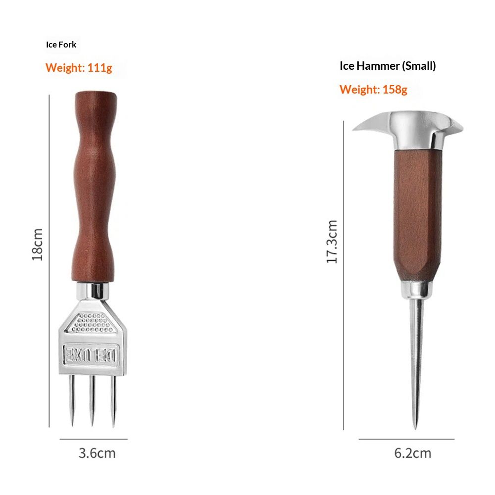 Ice Pick set of 2-Stainless Steel Ice Crusher with Wood Handle, Japanese Style Ice Chipper Ideal for Bars and Home - Image 1