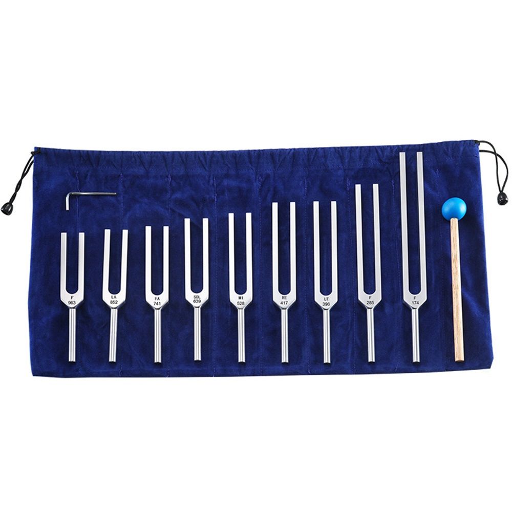 Tuning Fork Set - 9 Tuning Forks Perfect for Healing, Chakra, Sound Therapy, Keep Body, Mind and Spirit in Perfect Harmony.(174 Hz, 285 Hz, 396 Hz, 417 Hz, 528 Hz, 639 Hz etc) - Image 1
