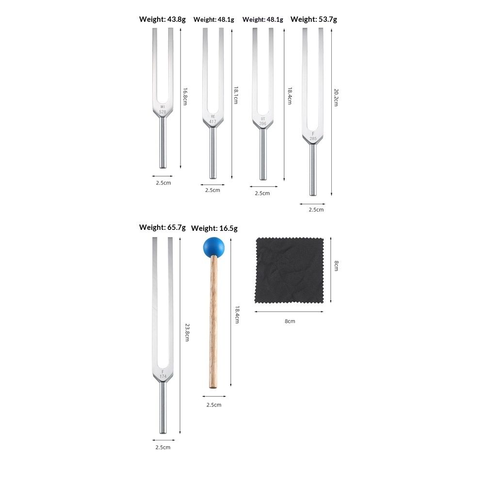 Tuning Fork Set - 9 Tuning Forks Perfect for Healing, Chakra, Sound Therapy, Keep Body, Mind and Spirit in Perfect Harmony.(174 Hz, 285 Hz, 396 Hz, 417 Hz, 528 Hz, 639 Hz etc) - Image 5