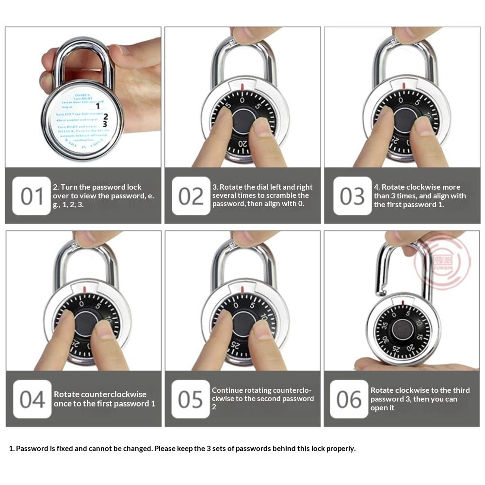 Master Lock Black Gym Locker Lock Combination Padlock, Indoor Combo Lock with Preset 3-Digit Code for Cabinets, Storage, 2 Pack - Image 5