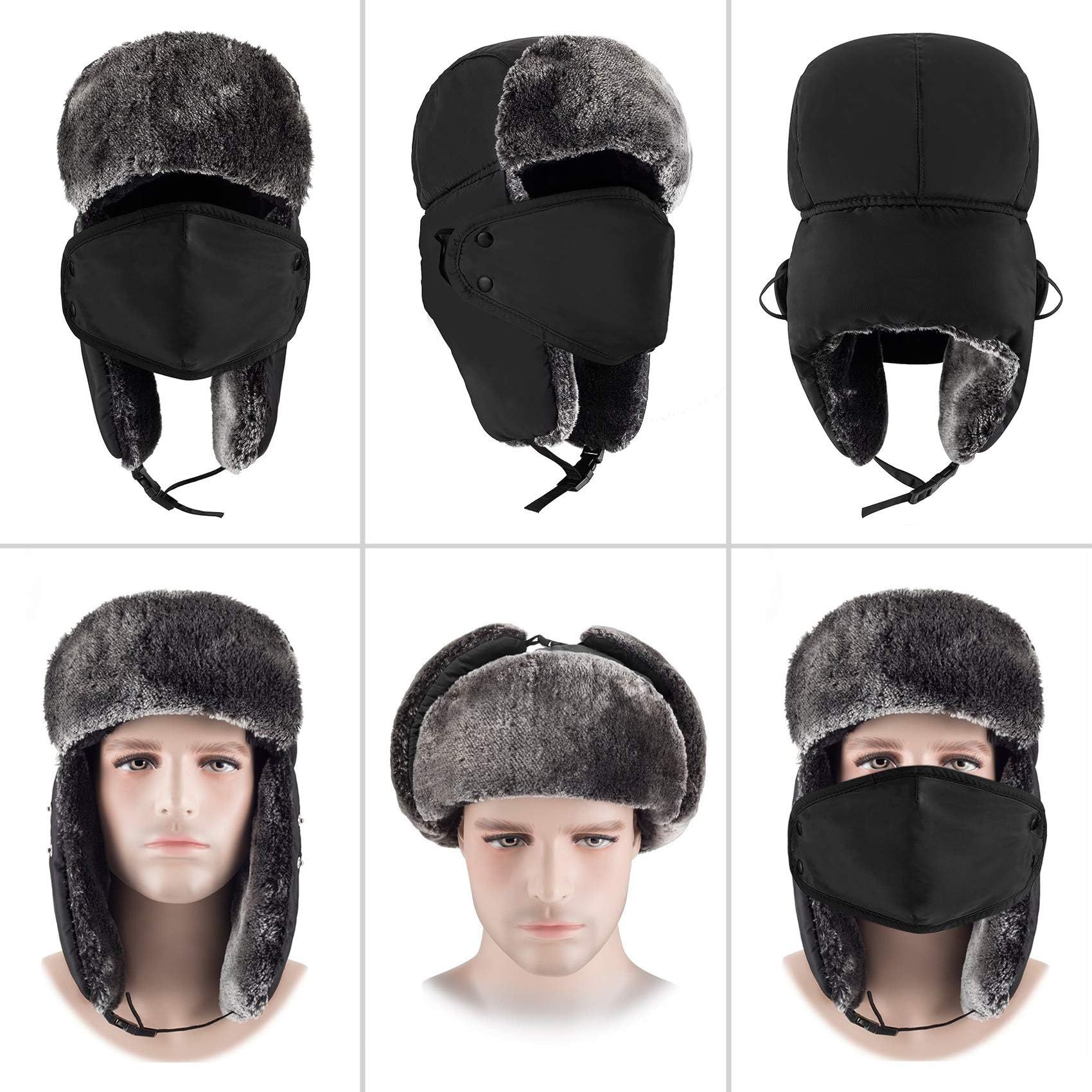 Winter Hats for Women Men Trapper Hat with Ear Flaps Warm Fur Fuzzy Hats for Cold Weather Trapper Hat Ear Flaps - Image 4