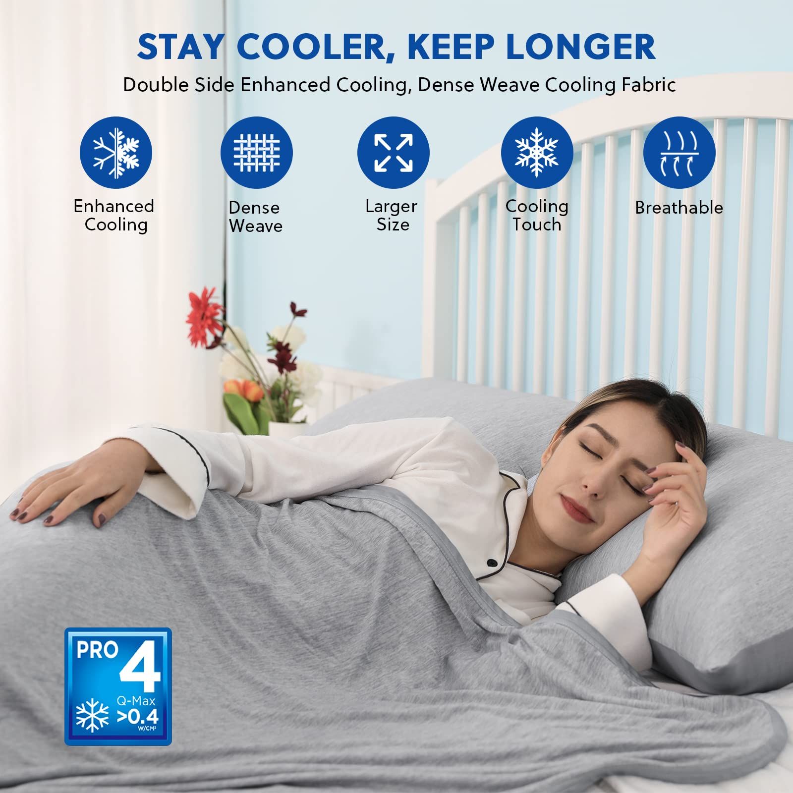 Cooling Blankets for Hot Sleepers - Summer Blanket Thin Lightweight Breathable Soft Double Side Enhanced Cooling for Bed Couch Sofa, Keep Cool for Night Sweats (Grey, 60 x 80 inches) - Image 5