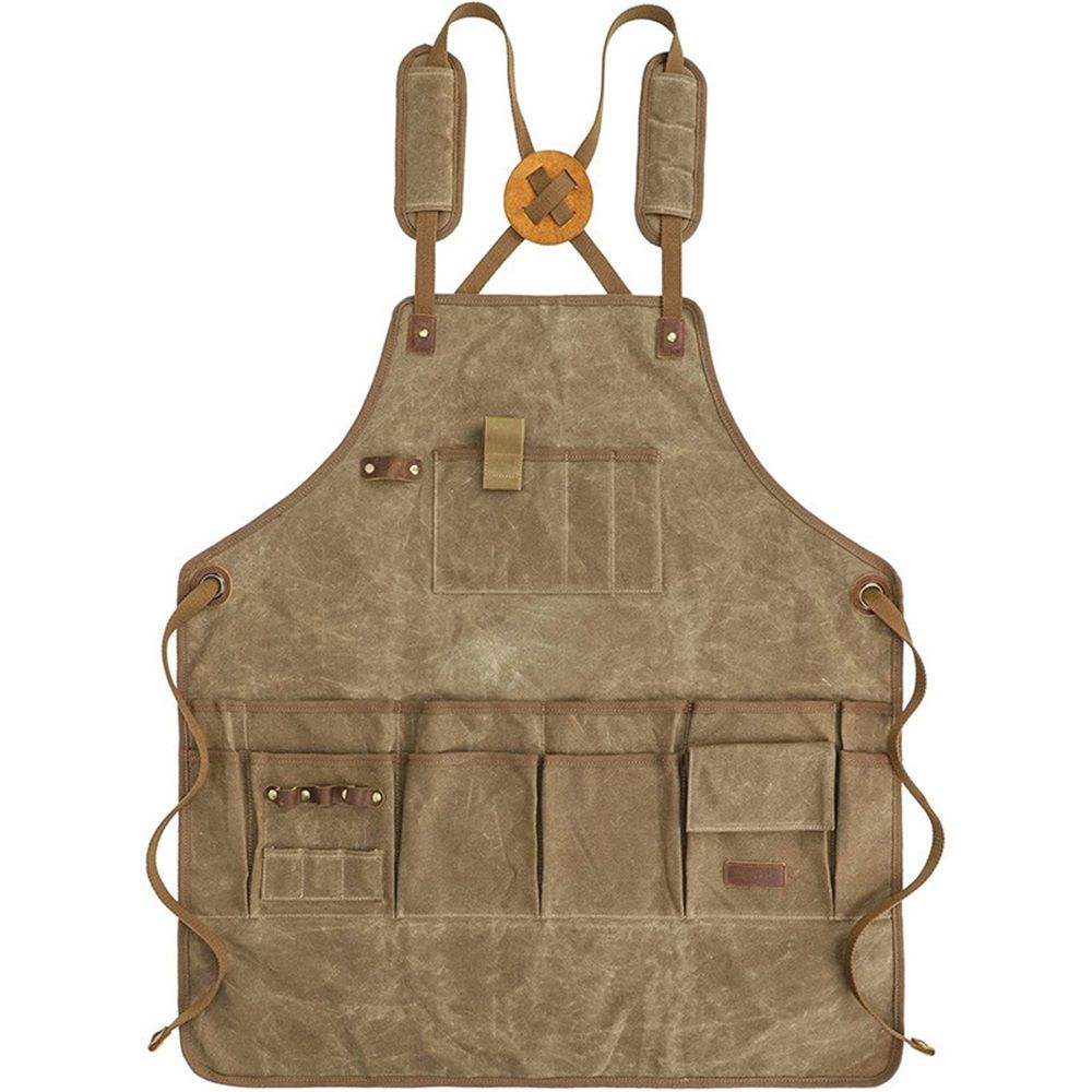 Chef Apron, Waterdrop Resistant Cotton Canvas Cross Back Adjustable Apron, 70*74.5cm(Cappuccino Brown) - Image 1