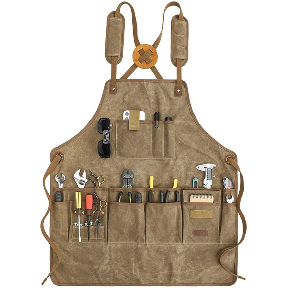 Chef Apron, Waterdrop Resistant Cotton Canvas Cross Back Adjustable Apron, 70*74.5cm(Cappuccino Brown) - Image 2