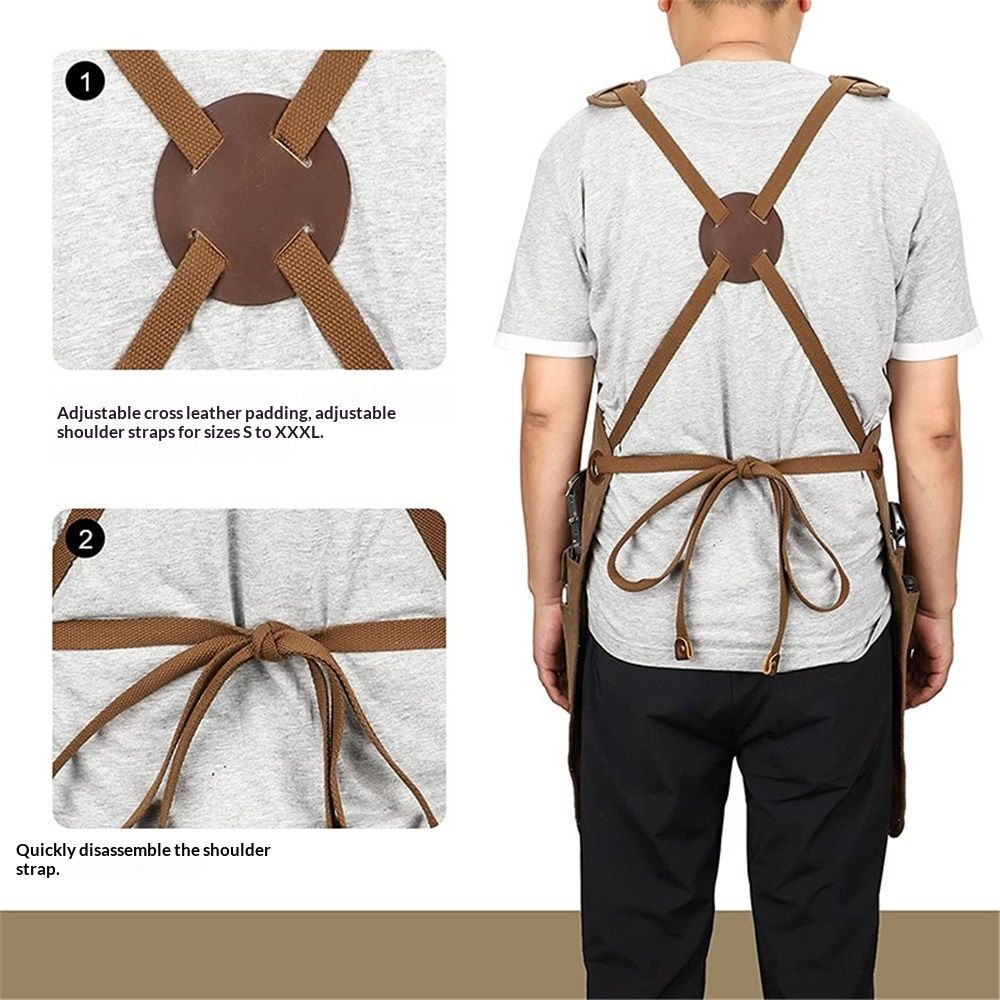 Chef Apron, Waterdrop Resistant Cotton Canvas Cross Back Adjustable Apron, 70*74.5cm(Cappuccino Brown) - Image 4