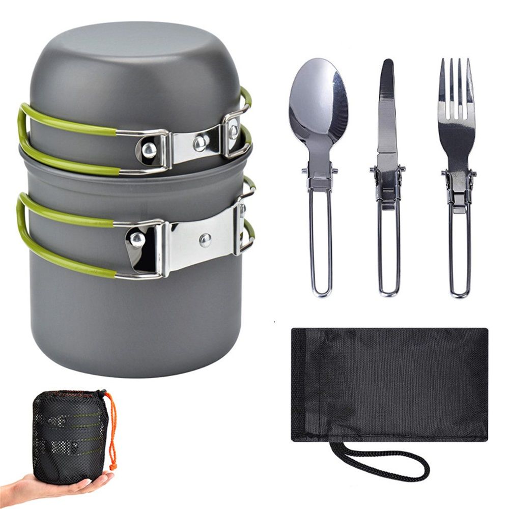 Camping Cookware Set Portable Camping Mess Kit Cooking Set Camping Cooking Set Outdoor with Stove Spoon Fork Cutter for Picnic Hiking Backpacking Travel - Image 1