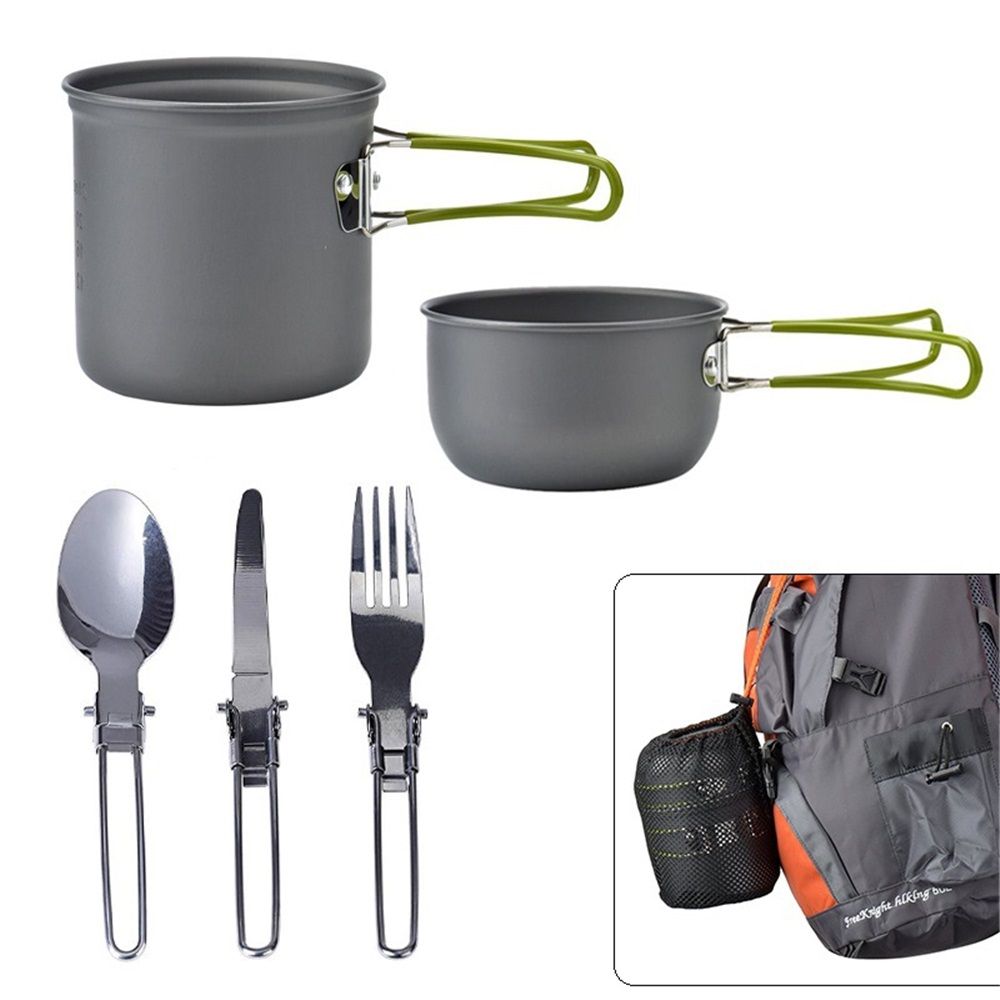 Camping Cookware Set Portable Camping Mess Kit Cooking Set Camping Cooking Set Outdoor with Stove Spoon Fork Cutter for Picnic Hiking Backpacking Travel - Image 2
