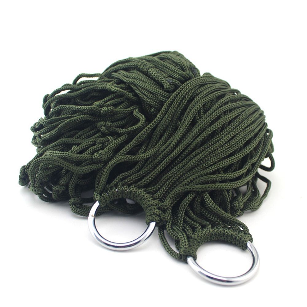 Travel Hammock,Camping Hammock, Outdoor Sport Hammock Army Green Net Mesh Nylon Sleeping Bed with Hooks for Garden Beach Camping Hunting Hiking Traveling (Green) - Image 2