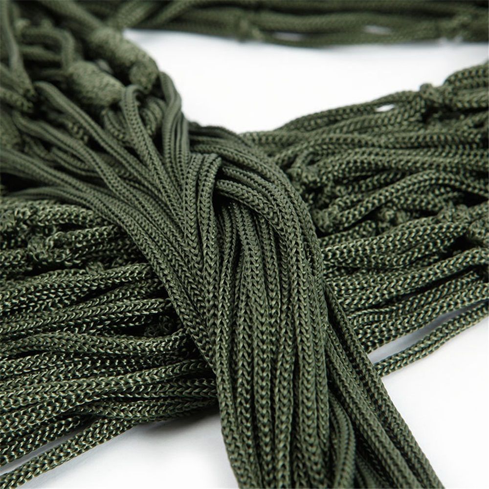 Travel Hammock,Camping Hammock, Outdoor Sport Hammock Army Green Net Mesh Nylon Sleeping Bed with Hooks for Garden Beach Camping Hunting Hiking Traveling (Green) - Image 3