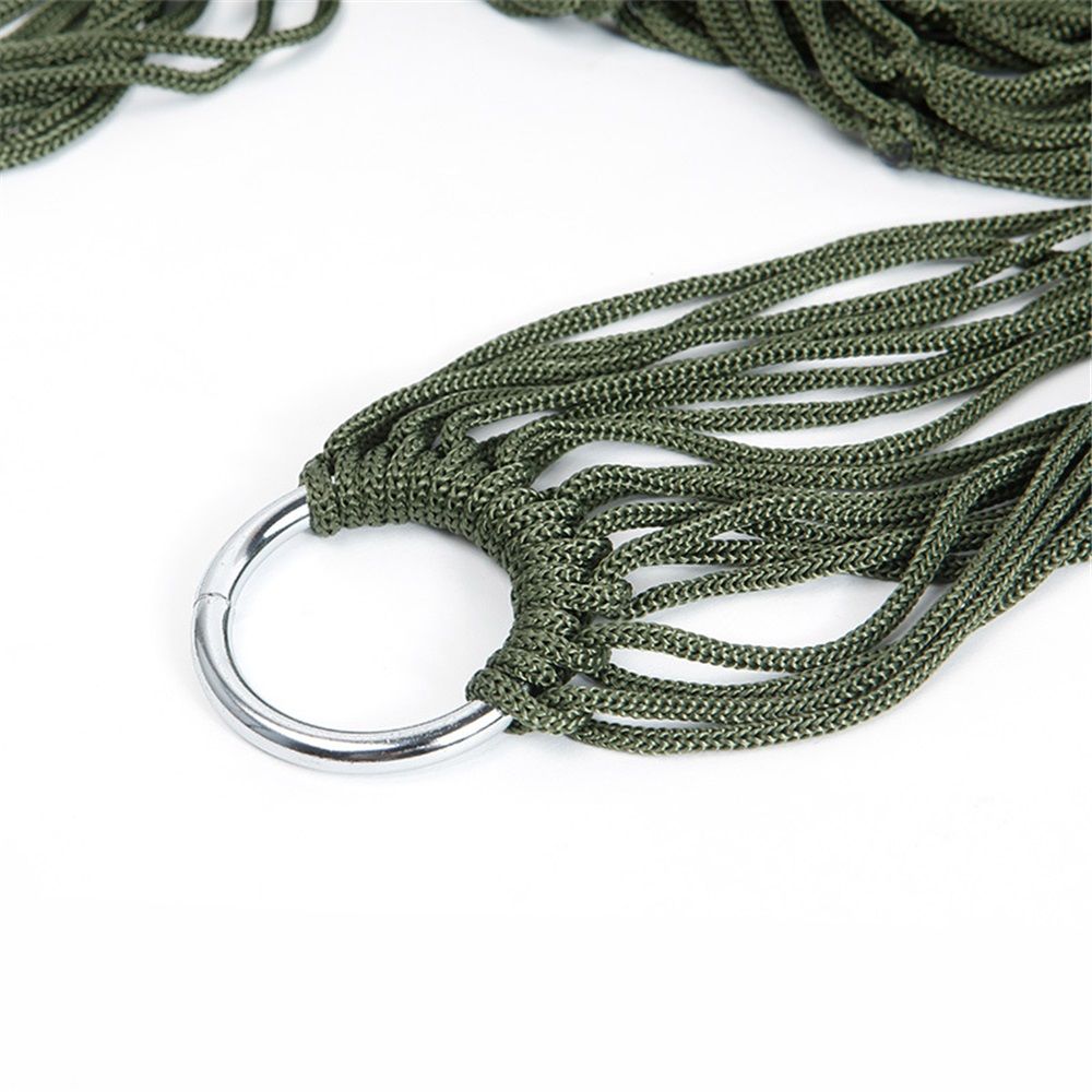 Travel Hammock,Camping Hammock, Outdoor Sport Hammock Army Green Net Mesh Nylon Sleeping Bed with Hooks for Garden Beach Camping Hunting Hiking Traveling (Green) - Image 4