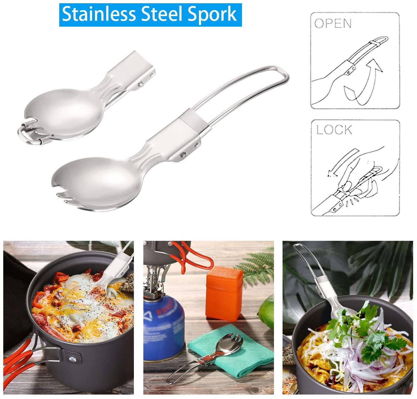 6pcs Camping Cookware Mess Kit with Lightweight Pot, Stove,Carry Mesh Bag, Great for Backpacking Outdoor Camping Hiking and Picnic - Image 5
