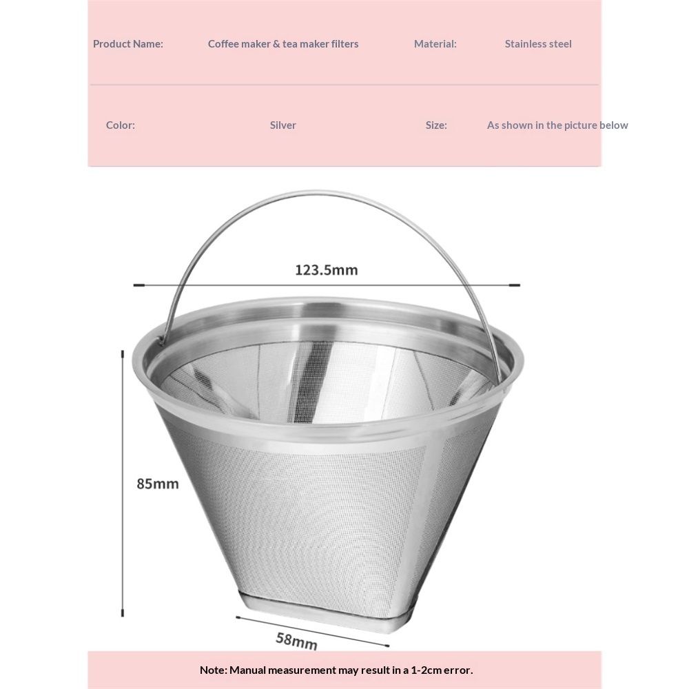 Reusable Cone Coffee Filters 304 Stainless Steel Coffee Filter，Filter Coffee Maker, 2Pcs Permanent Cone Filter - Image 5
