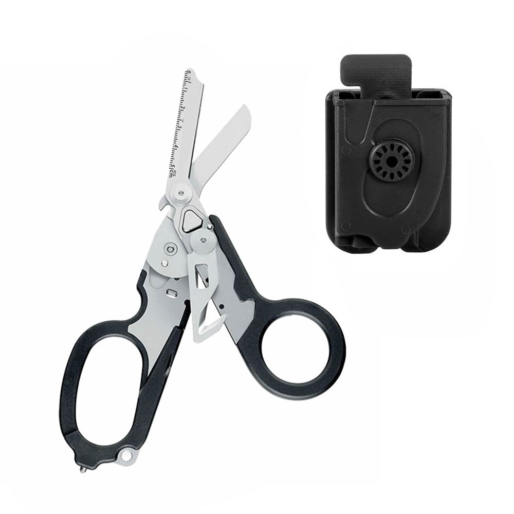 6 in 1 Multifunctional Trauma Shears Foldable with Strap Cutter | Heavy Duty Stainless Steel Emergency Response Shears | Survival Shears With Holster | Medical  shears | Black - Image 1