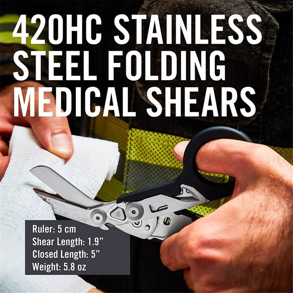 6 in 1 Multifunctional Trauma Shears Foldable with Strap Cutter | Heavy Duty Stainless Steel Emergency Response Shears | Survival Shears With Holster | Medical  shears | Black - Image 5
