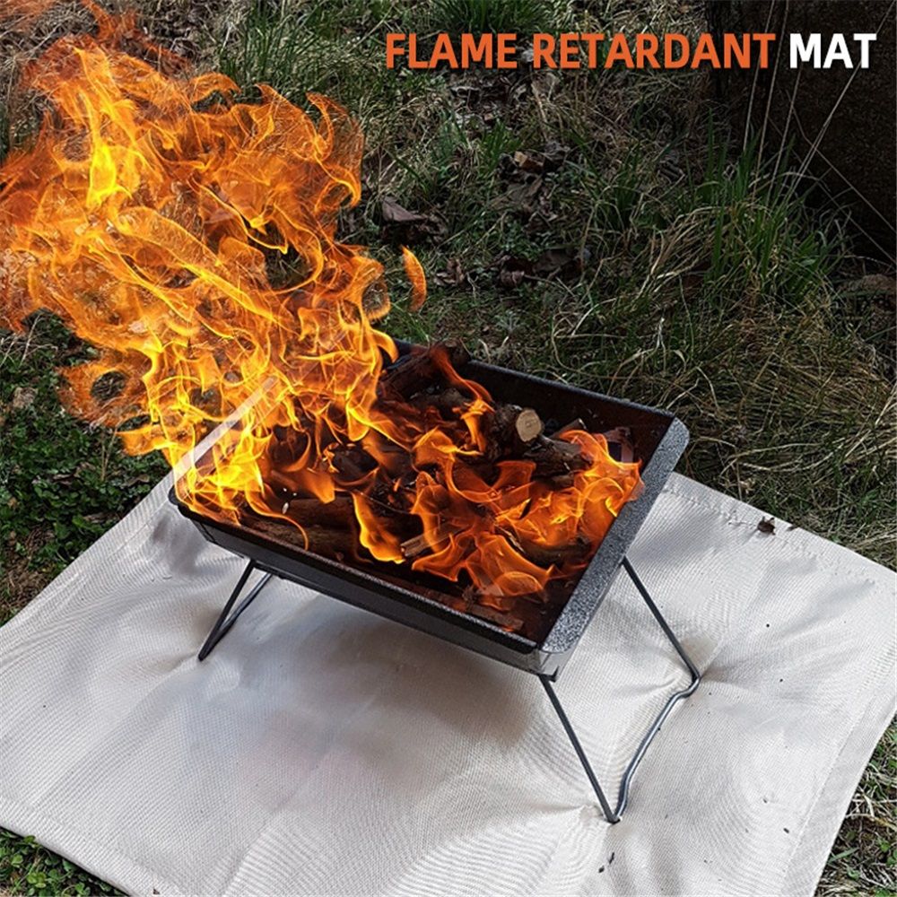 Fire Pit Mat 100*80cm Wood Stove Under Grill Mat (940°F Safety) for Deck BBQ Fireproof Floor Tent Campsite Insulation Protection - Image 3
