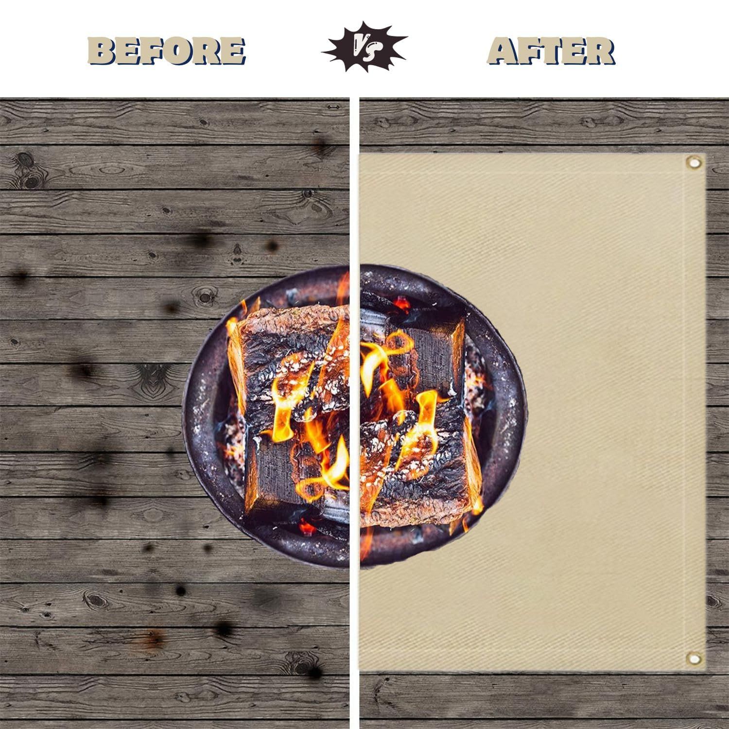 Fire Pit Mat 100*80cm Wood Stove Under Grill Mat (940°F Safety) for Deck BBQ Fireproof Floor Tent Campsite Insulation Protection - Image 4