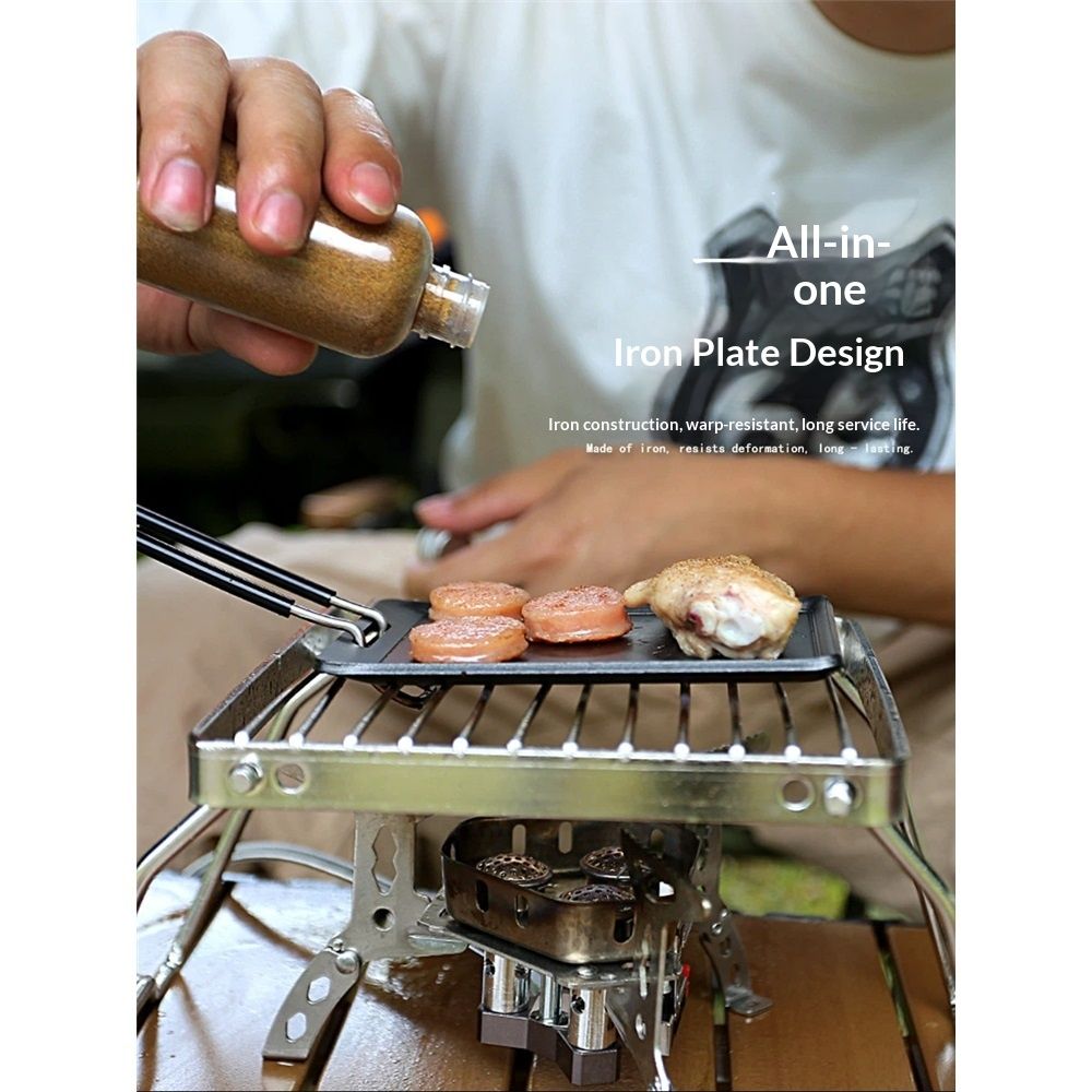 Cast Iron Plate, Compact Plate, Small, No Seasoning Required, Handle Grill Pan, Small Nonstick BBQ Grill Pan with Detachable Handle, Multipurpose BBQ - Image 3