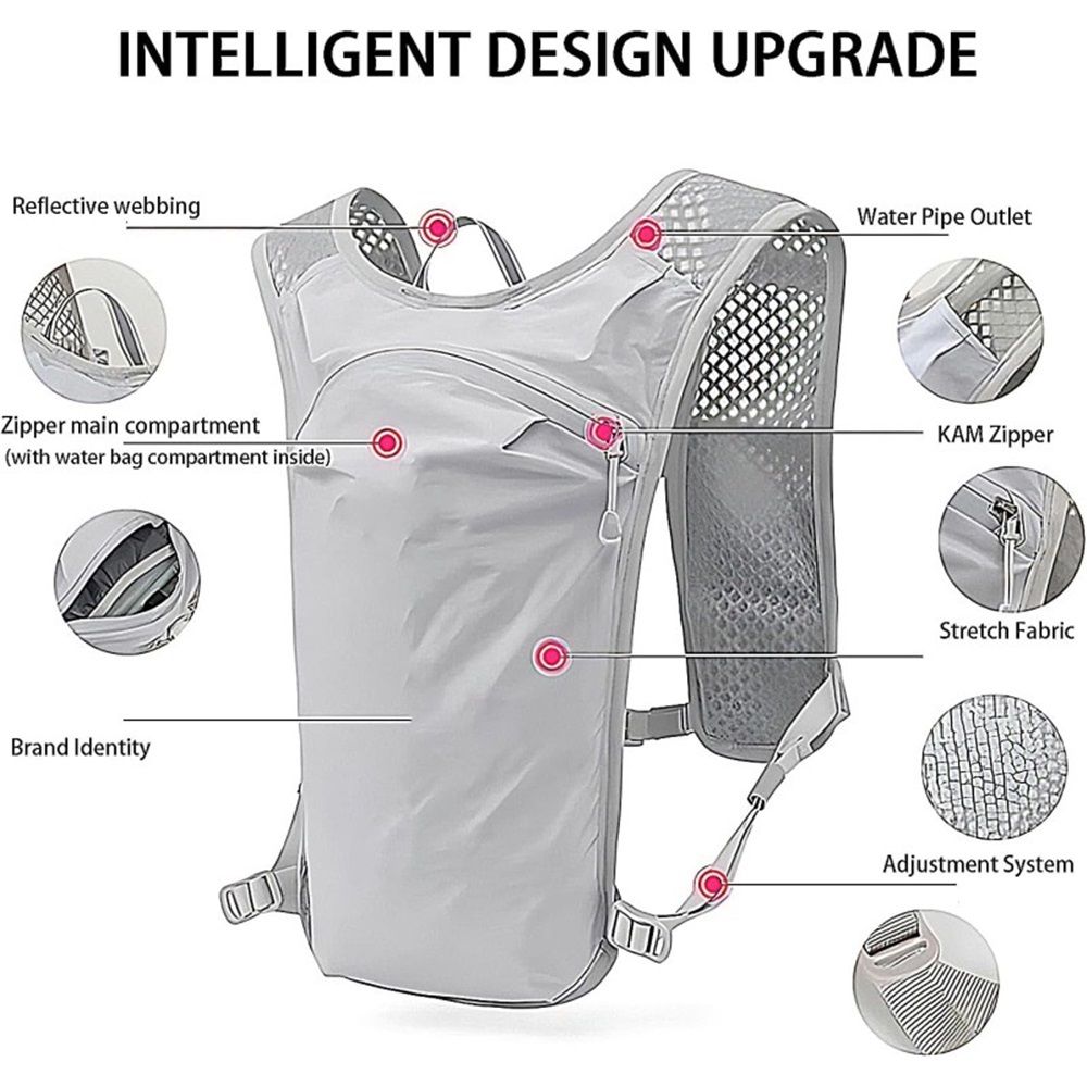 Hiking Hydration Pack  Running Backpack Daypack Vest with  Water Bladder for Women Men Cycling Biking Trail Race（granny gray） - Image 4