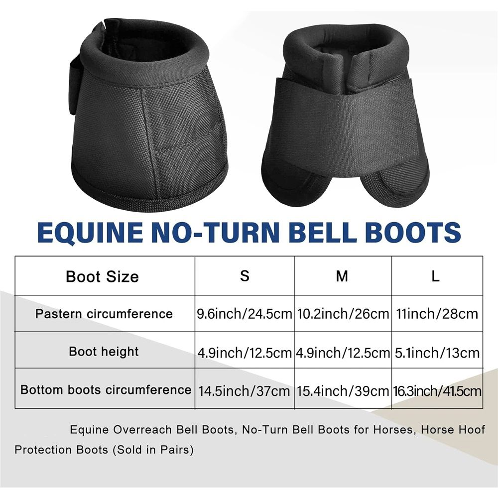Equine Ballistic Overreach Bell Boots - No-Turn Horse Hoof Protection Boots (Sold in Pairs) - Black, Large - Image 5