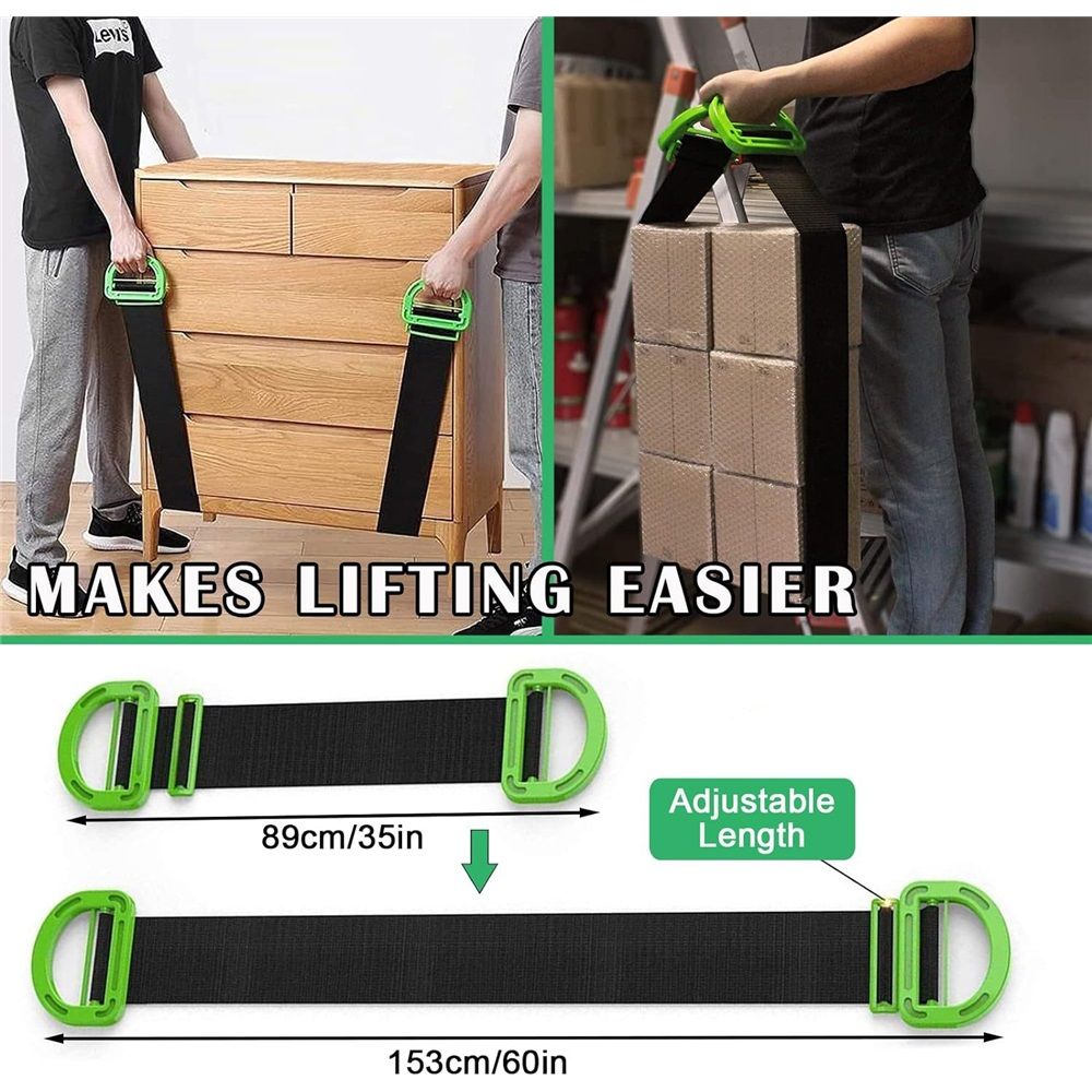 Adjustable Lifting Moving Straps - 2 Pack Furniture Moving Straps for Furniture, Boxes, Mattress, Construction Materials and Heavy, Supports Up to 220 Lbs - Image 3