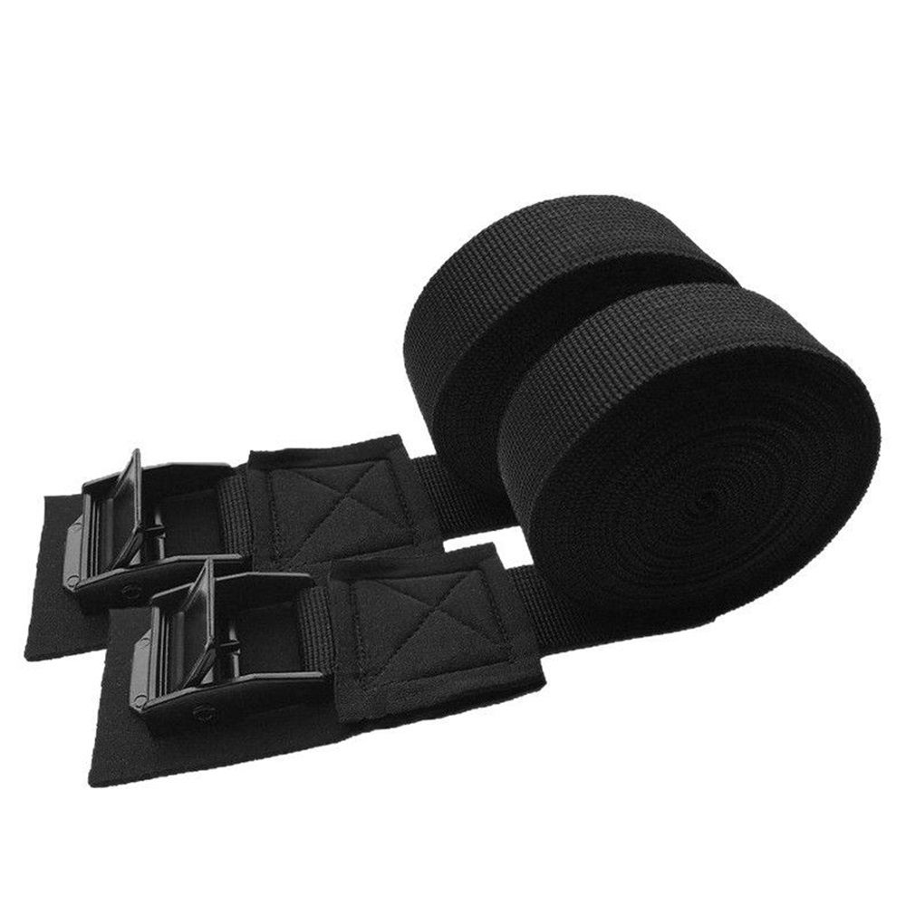 Black two Pair Tie Down Strap Padded Cam Lock Buckle - Cargo Straps for Moving Appliances, Lawn Equipment, Motorcycle Kayak Surfboard Surf Rack - Image 1