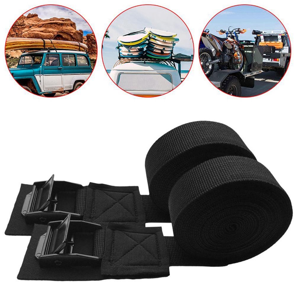 Black two Pair Tie Down Strap Padded Cam Lock Buckle - Cargo Straps for Moving Appliances, Lawn Equipment, Motorcycle Kayak Surfboard Surf Rack - Image 2