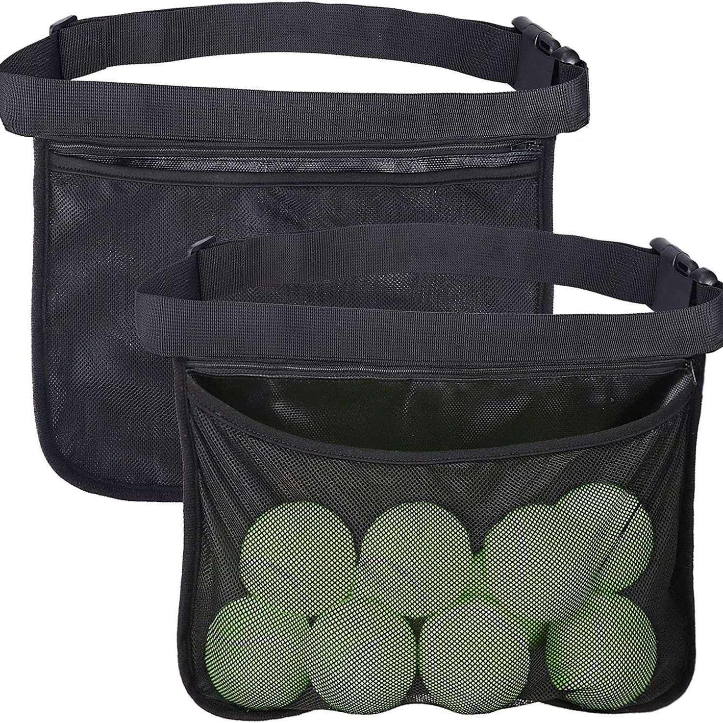 2 pack Tennis Ball Holder, Holder Bag for Women, Men & Teens, Ball Pouch, Mesh Waist Hip Bag Carrier, Easy Holding 6-8 Pickle Balls or Tennis, Versatile Accessories & Gifts - Image 1