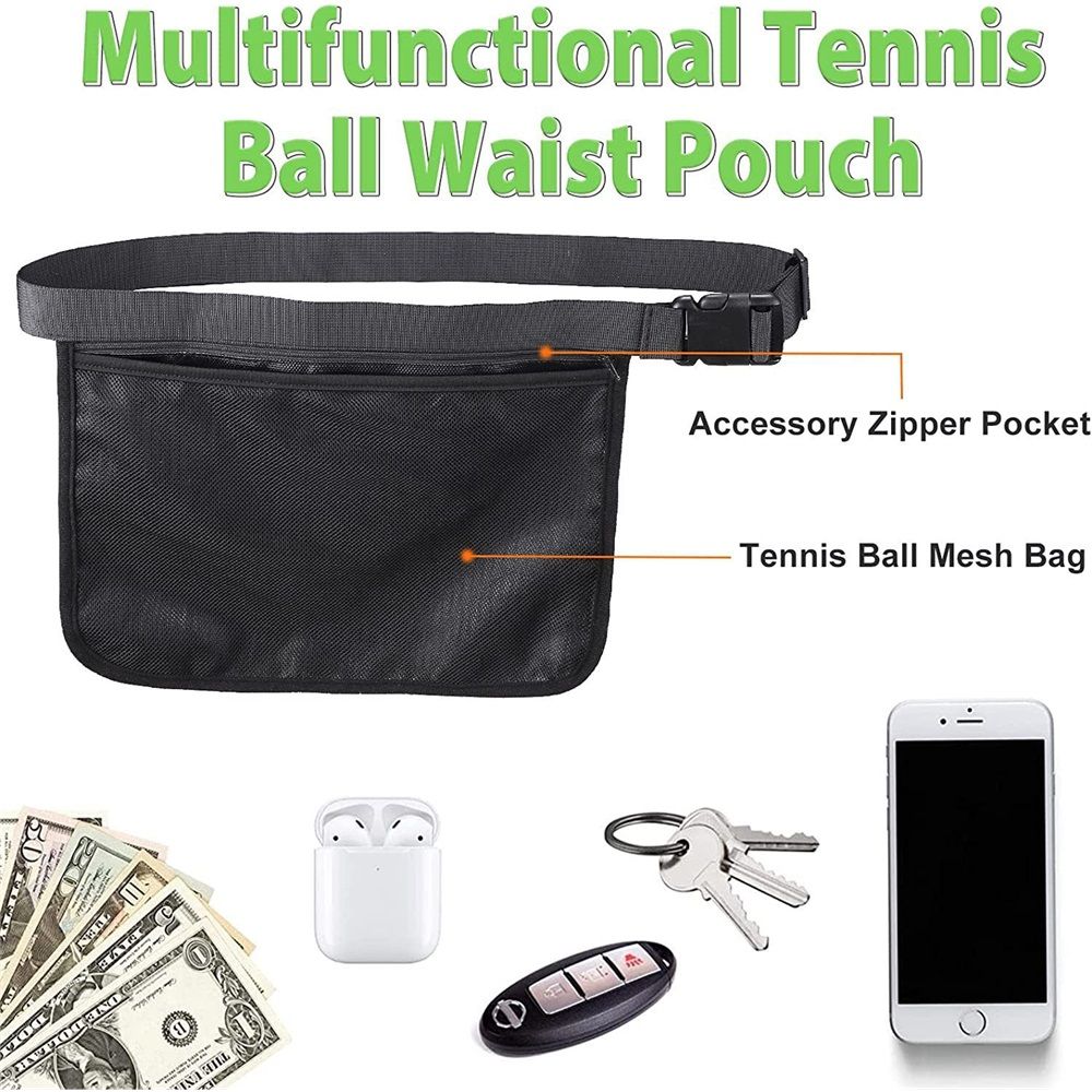 2 pack Tennis Ball Holder, Holder Bag for Women, Men & Teens, Ball Pouch, Mesh Waist Hip Bag Carrier, Easy Holding 6-8 Pickle Balls or Tennis, Versatile Accessories & Gifts - Image 3